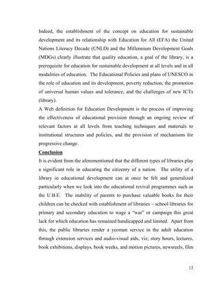 The role of library in educational development | PDF