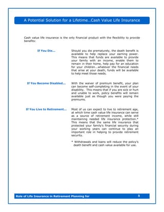 Life Insurance Retneton Packet Example.pdf The role of life insurance in retirement planning | PDF