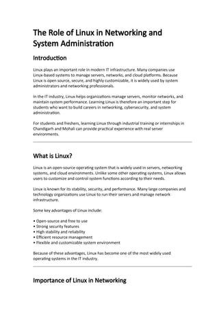 Comprehensive Guide to Linux in Networking and System Administration ...