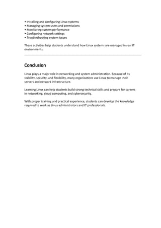 Comprehensive Guide to Linux in Networking and System Administration ...