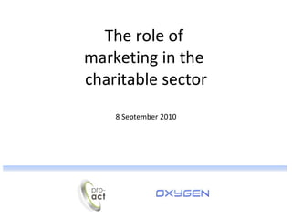 The role of  marketing in the  charitable sector 8 September 2010 
