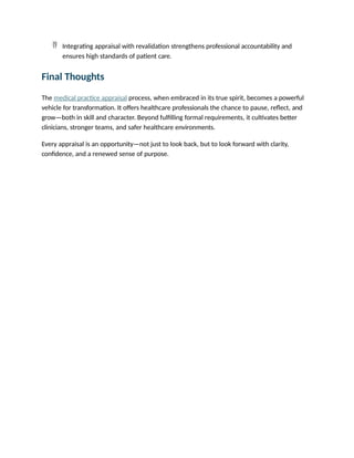 The Role of Medical Practice Appraisal in Professional Development for ...