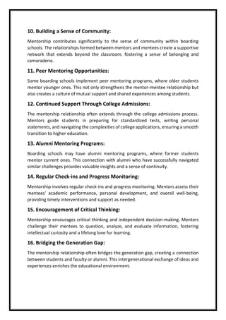 The Role of Mentorship Building Strong Relationships in Boarding ...