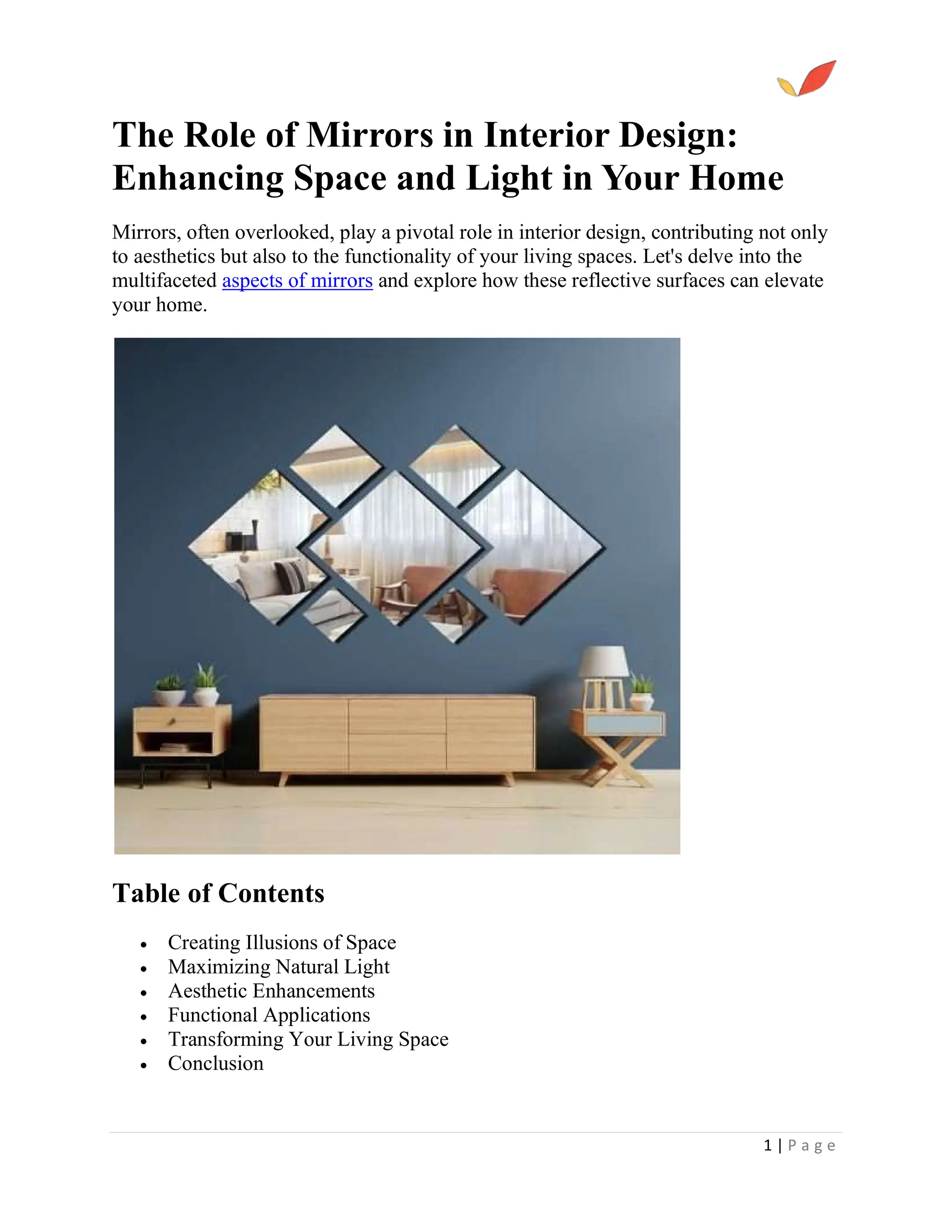 The Role of Mirrors in Interior Design - Enhancing Space and Light in ...