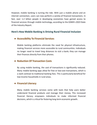 The Role Of Mobile Banking In Revolutionizing Rural Financial Inclusion ...