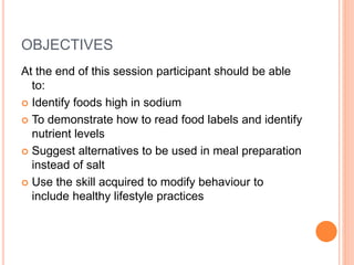 The role of nutrition on hypertension ppt | PPTX