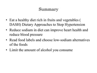 The role of nutrition on hypertension ppt | PPTX