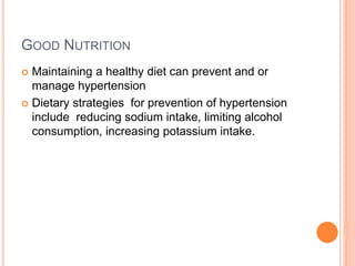 The role of nutrition on hypertension ppt | PPTX