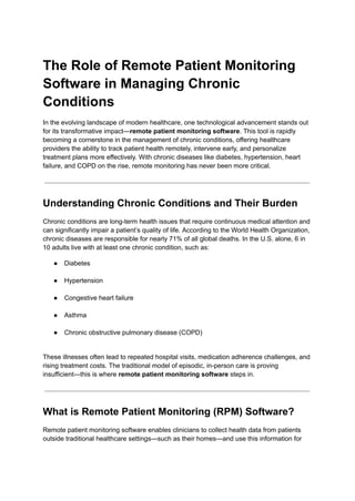 The Role of Remote Patient Monitoring Software in Managing Chronic ...