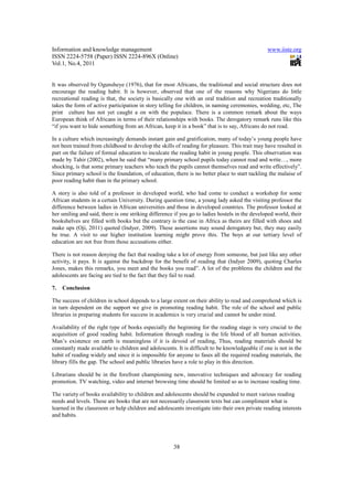 The role of schools and public libraries in promoting reading habit ...