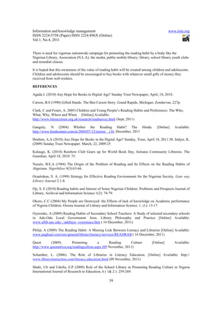 The role of schools and public libraries in promoting reading habit ...