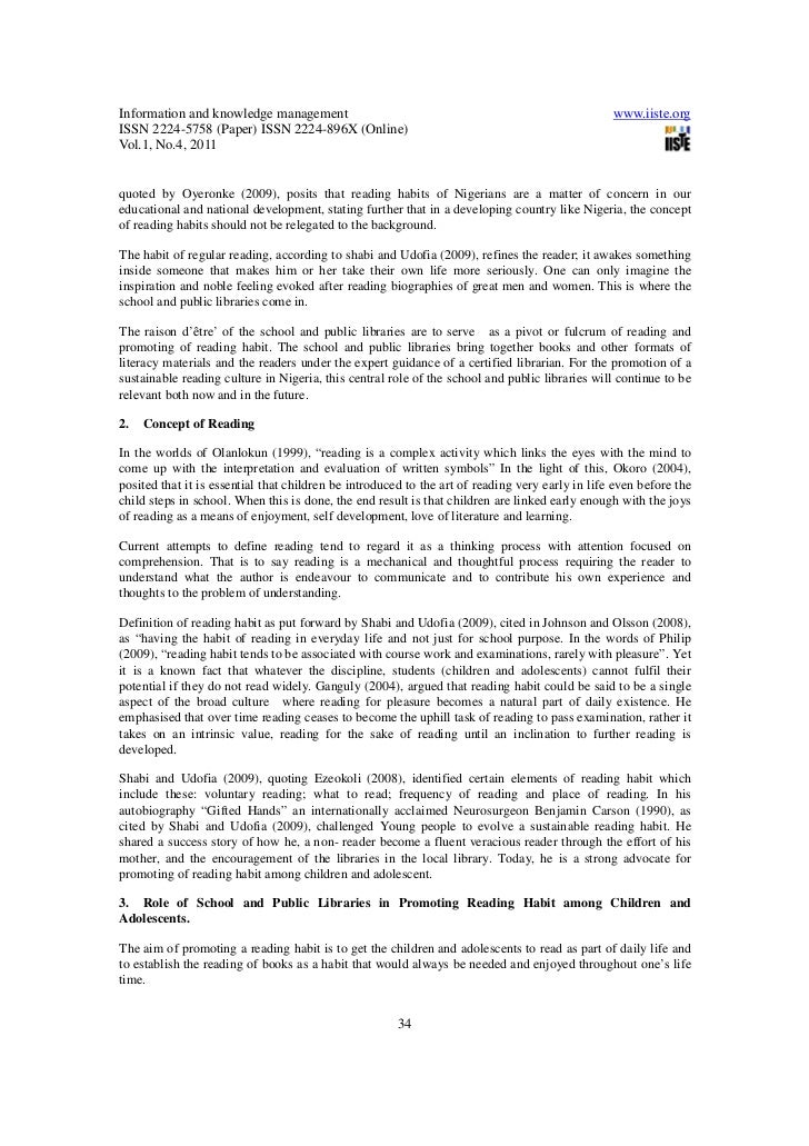 Essay on reading habits among students