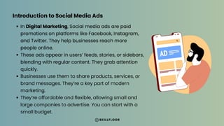 The Role of Social Media Ads in Digital Marketing - Skillfloor | PDF