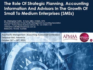 Asia Pacific Management Accounting Association Conference
Denpasar Bali, Indonesia
October 26th – 29th, 2015
 