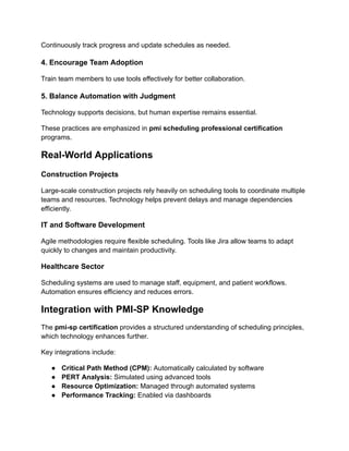 The Role of Technology in Project Scheduling | PMI-SP Guide | PDF