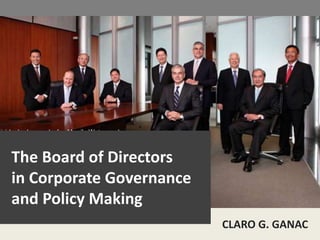 The Board of Directors 
in Corporate Governance 
and Policy Making 
CLARO G. GANAC 
 
