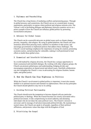 The Role of the Church in Global Politics and How the Church Can Stay ...