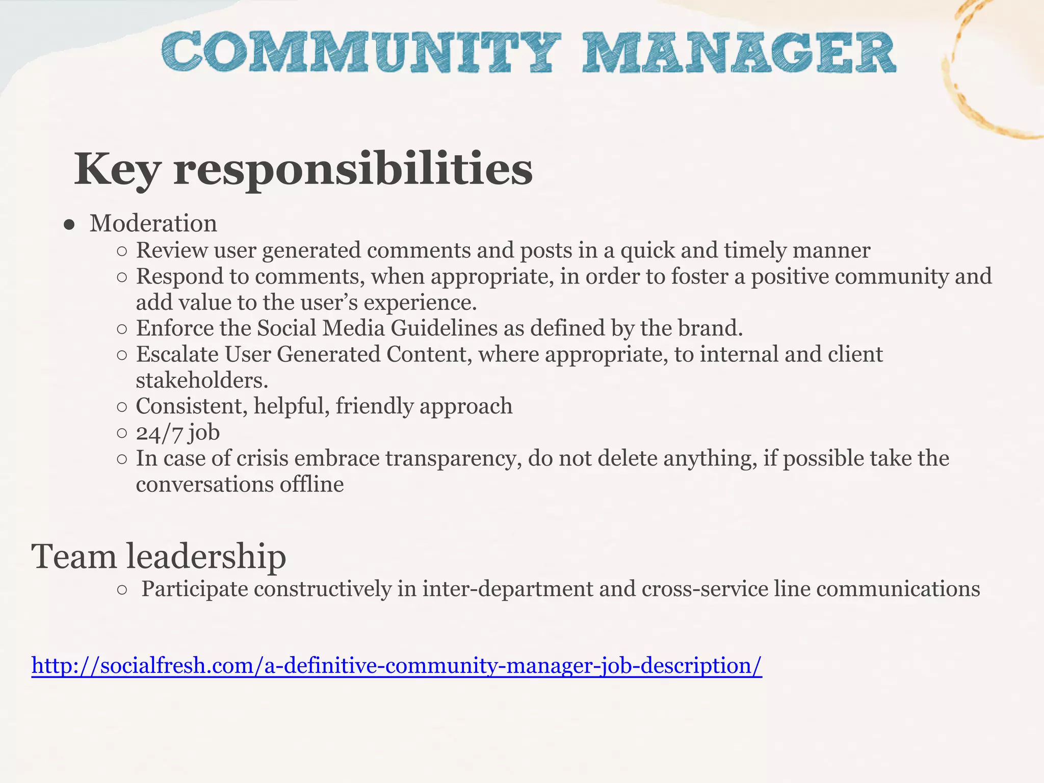 The role of the community manager | PDF