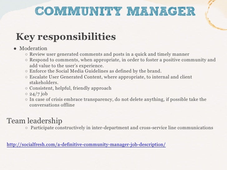 the role of the community manager community manager job description