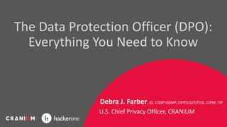 The Data Protection Officer (DPO):
Everything You Need to Know
Debra J. Farber, JD, CISSP-ISSMP, CIPP/US/E/IT/G, CIPM, FIP
U.S. Chief Privacy Officer, CRANIUM
 