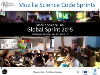 Margaret Gold – The Mobile Collective 34
Mozilla	
  Science	
  Code	
  Sprints	
  
 