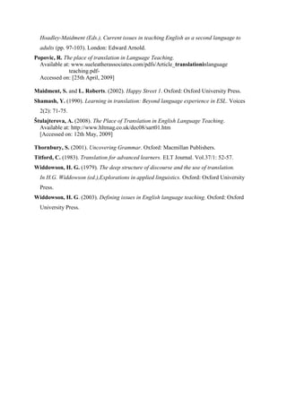 The role of translation in english language teaching | PDF