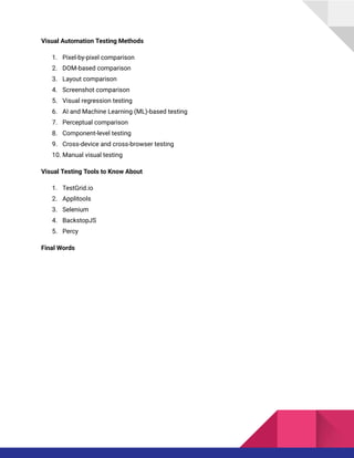 The Role of Visual Testing in Modern UI/UX Development | PDF