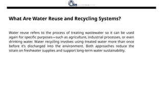 The Role of Water Reuse and Recycling Systems in Mitigating Water ...