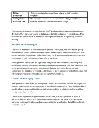The Role of Wearables and Digital Biomarkers in Clinical Research | PDF