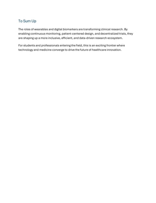 The Role of Wearables and Digital Biomarkers in Clinical Research | PDF
