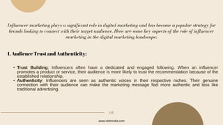 The role of influencer marketing in digital marketing - ppt | PPTX