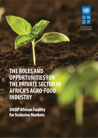 THEROLESAND
OPPORTUNITIESFOR
THEPRIVATESECTORIN
AFRICA’SAGRO-FOOD
INDUSTRY
UNDPAfricanFacility
forInclusiveMarkets
 
