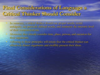 The Roles Of Language In The Context Of Critical Thinking | PPT