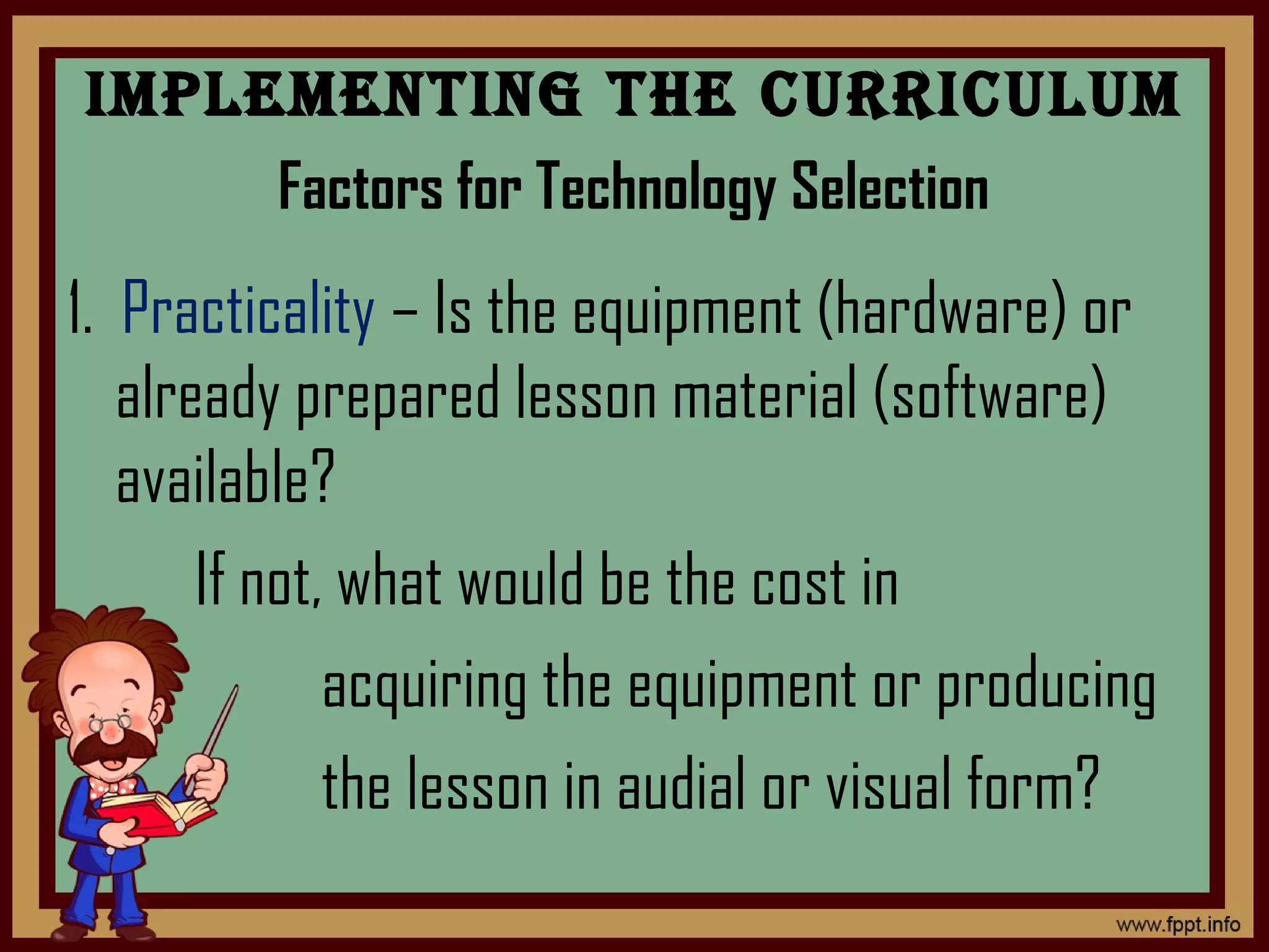 The roles of technology in delivering the curriculum | PPT