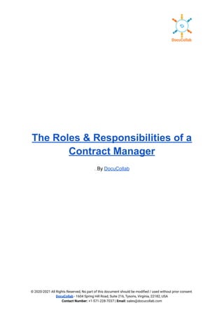 The roles & responsibilities of a contract manager | PDF