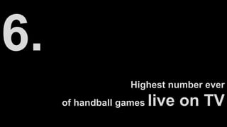 Highest number ever
of handball games live on TV
 