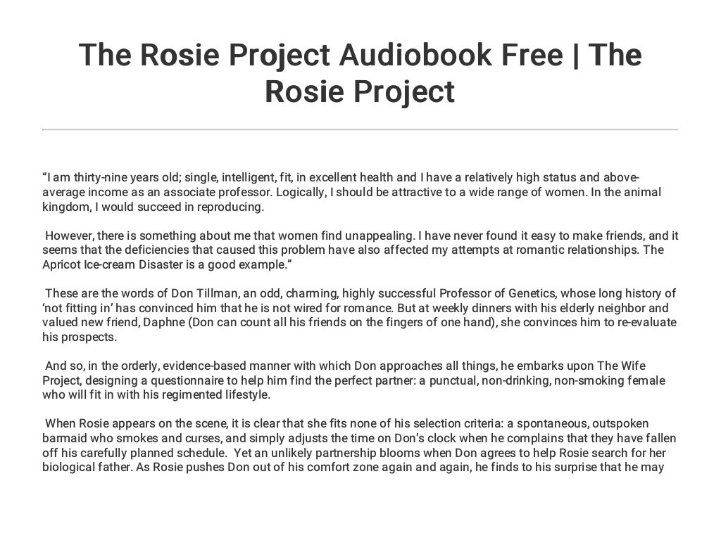 The Rosie Project Audiobook Free The Rosie Project
