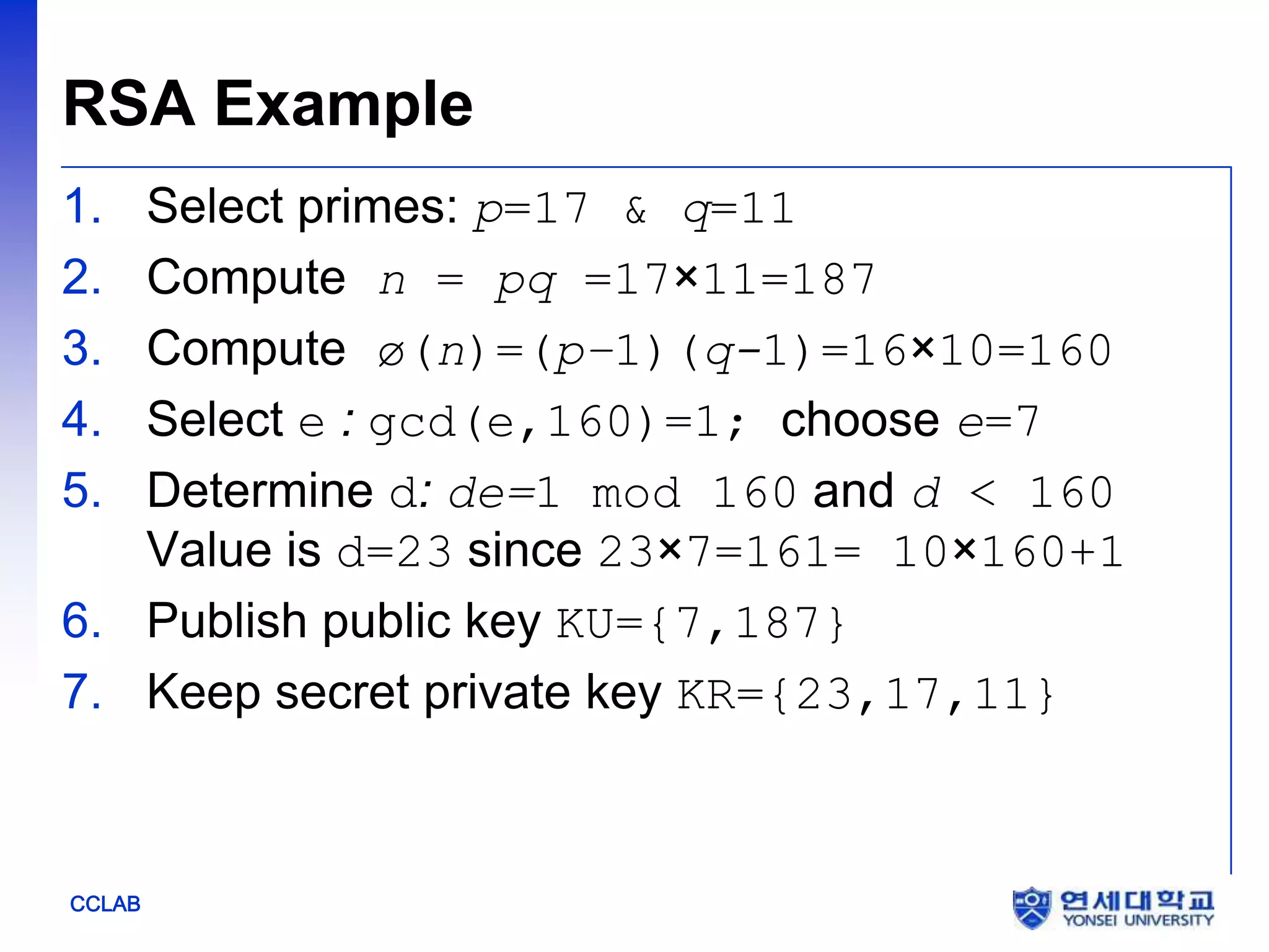 The rsa algorithm | PPT | Information and Network Security | Computing