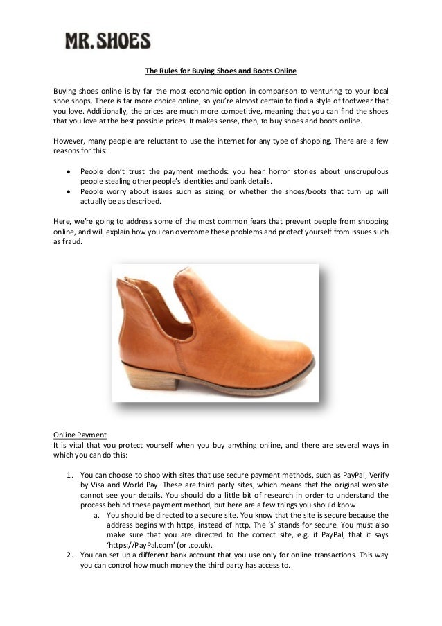 The rules for buying shoes and boots online MR Shoes