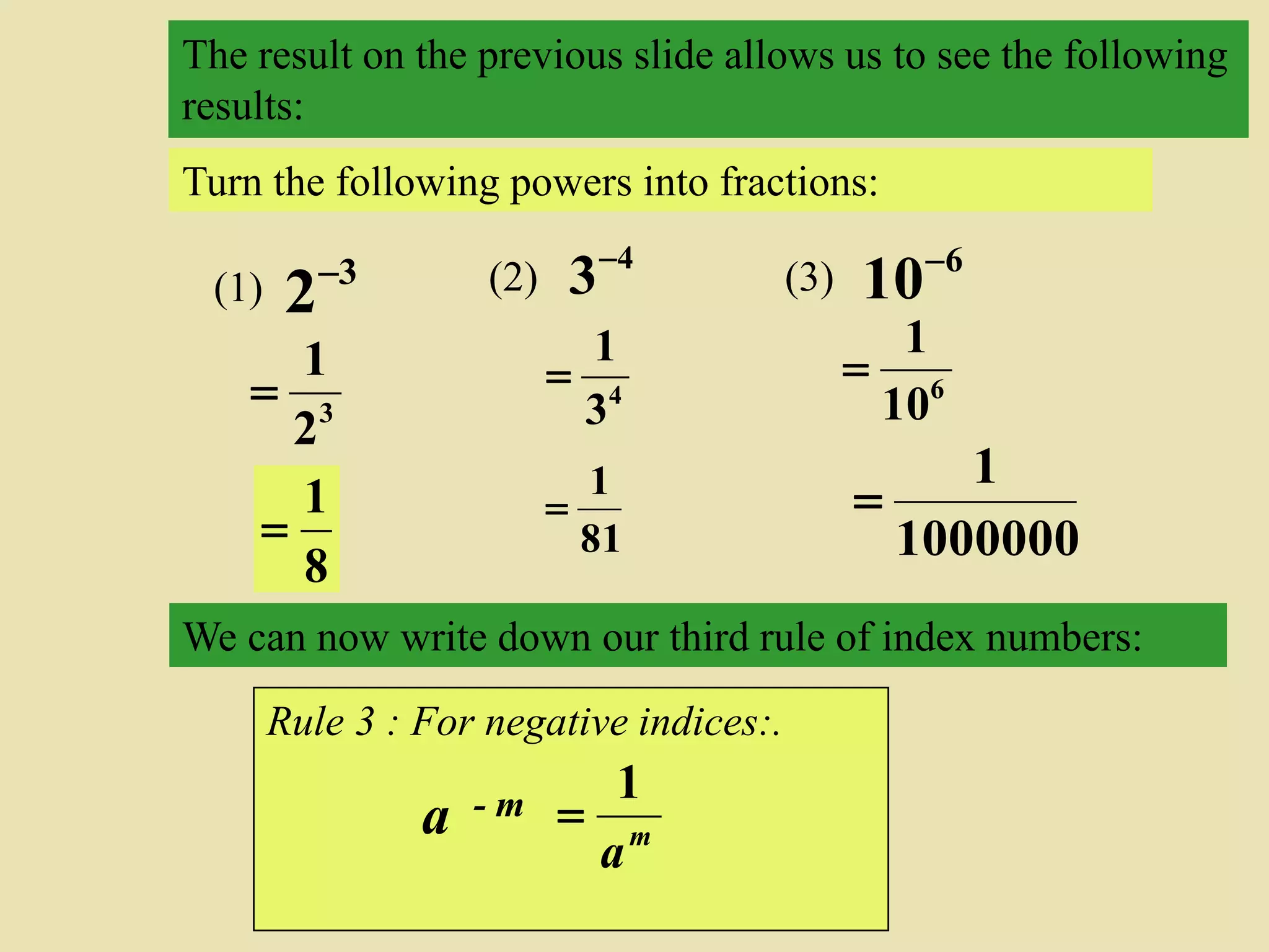 The rules of indices