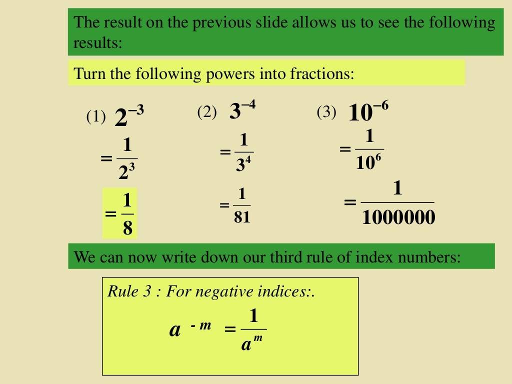 The rules of indices
