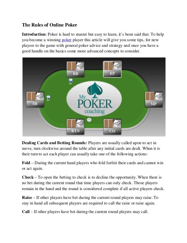 Rules Of Poker Betting