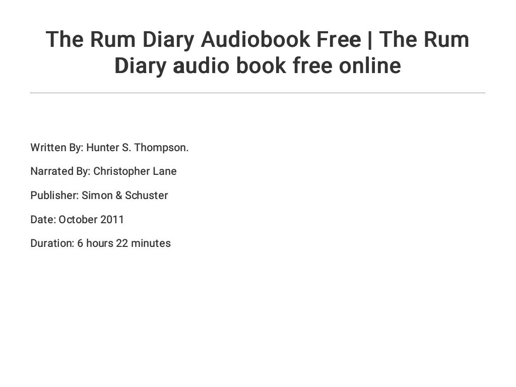 The Rum Diary Audiobook Free The Rum Diary audio book
