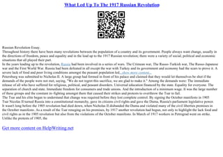 The Russian Revolutions Of 1917 Essay | PDF | Politics