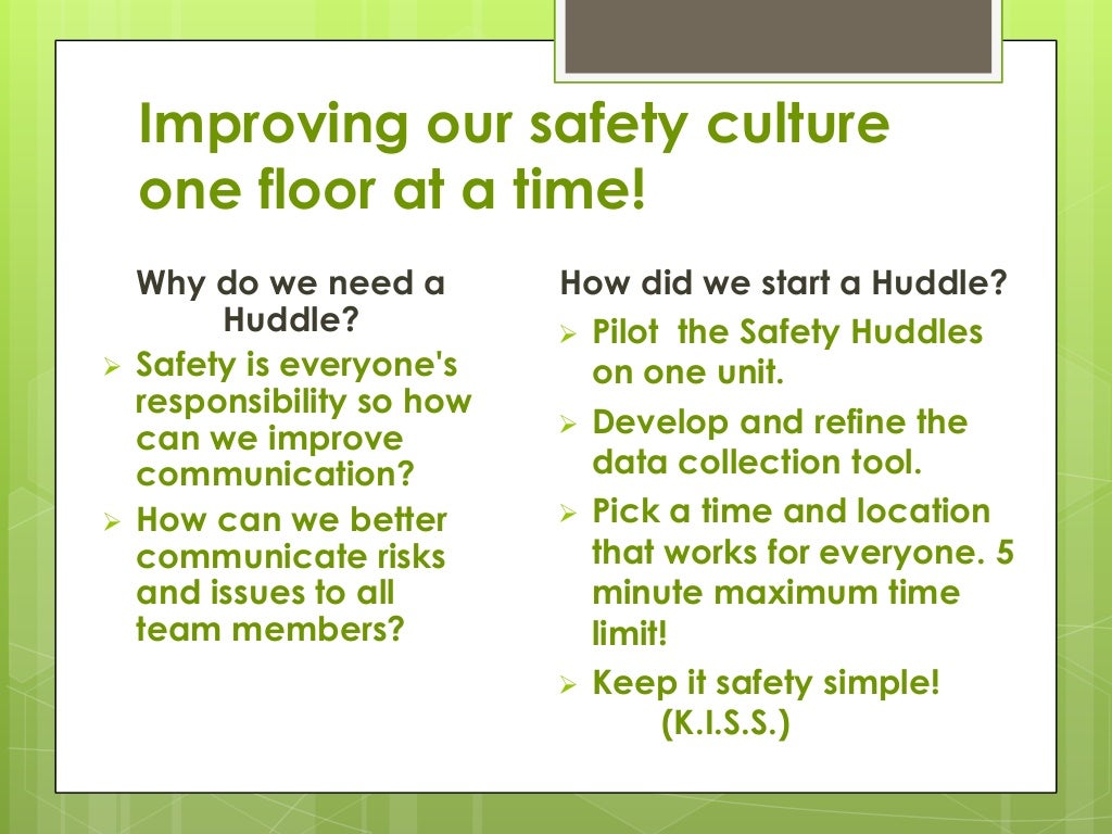 The safety huddle simple and safe communication hotel dieu shaver hea…