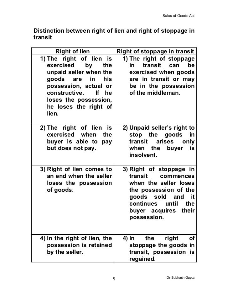 right of stoppage in transit Therefore, it is important to understand that the seller cannot directly exercise his right to lien, right to stoppage in transit, or right to re-sell. right of stoppage in transit Therefore, it is important to understand that the seller cannot directly exercise his right to lien, right to stoppage in transit, or right to re-sell.