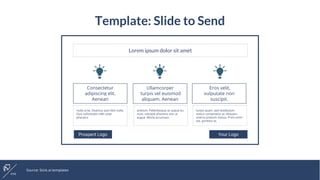 Source: Stick.ai templates
Template: Slide to Send
Prospect Logo
Lorem ipsum dolor sit amet
Your Logo
nulla urna. Vivamus quis felis nulla.
Duis sollicitudin nibh vitae
pharetra
pretium. Pellentesque ac augue eu
nunc volutpat pharetra non ut
augue. Morbi accumsan
turpis quam, sed vestibulum
metus consectetur at. Aliquam
viverra pretium massa. Proin enim
est, porttitor at.
Consectetur
adipiscing elit.
Aenean
Ullamcorper
turpis vel euismod
aliquam. Aenean
Eros velit,
vulputate non
suscipit.
 