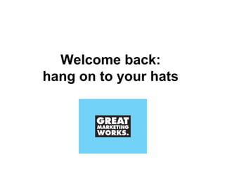 Welcome back:  hang on to your hats  