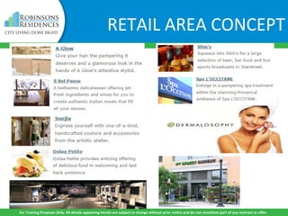 For Training Purposes Only. All details appearing herein are subject to change without prior notice and do not constitute part of any contract or offer.
RETAIL AREA CONCEPT
 
