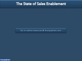 Go to market resources @ fourquadrant.com
The State of Sales Enablement
 